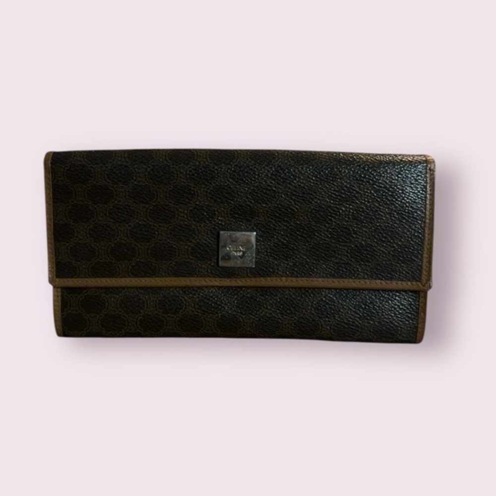 Celine Vintage Macadam Leather Long Wallet